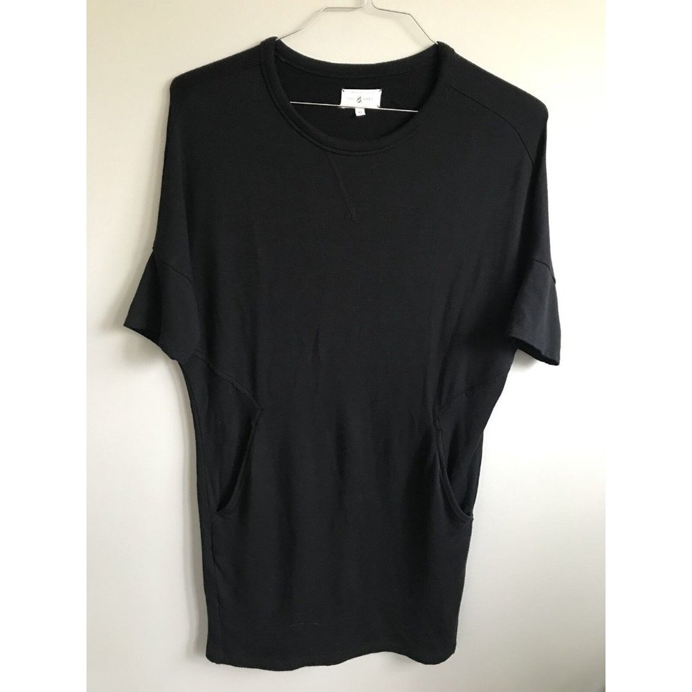 Lou & Grey XS  Dress  Black Ponte Knit Short Sleeve Loft MINT soft Adorable